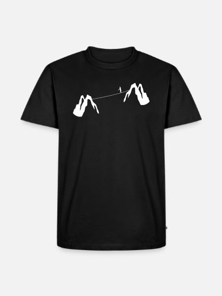 Slackline Geschenk Berge - Männer Premium Bio T-Shirt - Schwarz