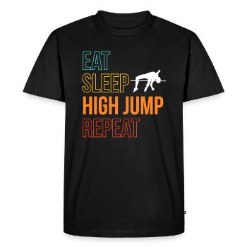 Manger Dormir Saut en hauteur Répéter Cadeau Saut en hauteur - T-shirt Premium bio Homme - noir - Devant - Nico (187cm)