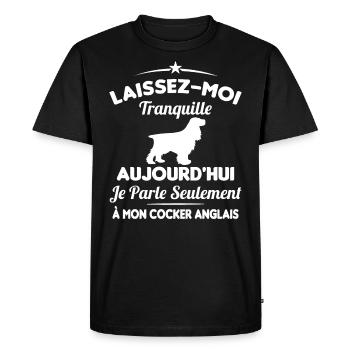 Je parle seulement à mon Cocker Anglais - T-shirt Premium bio Homme - noir - Devant - Nico (187cm)
