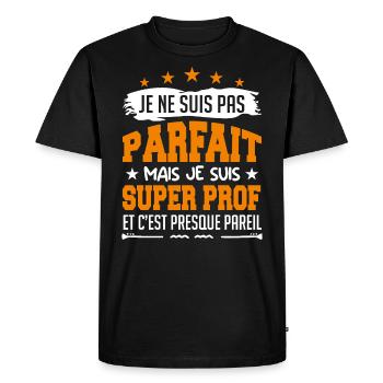 je ne suis pas parfait PROF - T-shirt Premium bio Homme - noir - Devant - Nico (187cm)