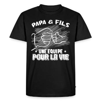 Père Et Fils Une Équipe Pour La Vie - T-shirt Premium bio Homme - noir - Devant - Nico (187cm)
