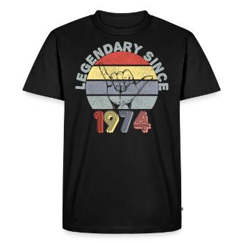 1974 | Vintage Legendary since 1974 Anniversaire - T-shirt Premium bio Homme - noir - Devant - Nico (187cm)