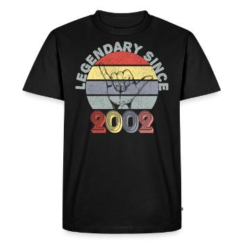 2002 | Vintage Legendary since 2002 Anniversaire - T-shirt Premium bio Homme - noir - Devant - Nico (187cm)