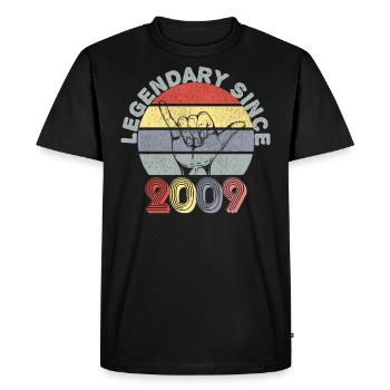 2009 | Vintage Legendary since 2009 Anniversaire - T-shirt Premium bio Homme - noir - Devant - Nico (187cm)