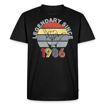 1986 | Vintage Legendary since 1986 Anniversaire - T-shirt Premium bio Homme - noir - Devant - Nico (187cm)