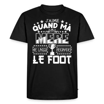 Le Foot | Ma mère et Le football - T-shirt Premium bio Homme - noir - Devant - Nico (187cm)