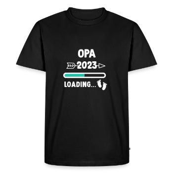 Je vais être grand-père 2023 - Pieds de bébé avec écran de chargement - T-shirt Premium bio Homme - noir - Devant - Nico (187cm)