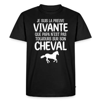 papa aime le cheval papa cavalier chevalier - T-shirt Premium bio Homme - noir - Devant - Nico (187cm)
