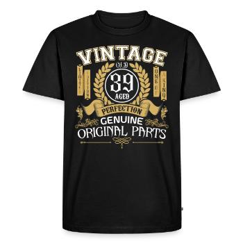 Vintage 39 years - birthday gift 39 years - Men's Premium Organic T-Shirt - black - Front - Nico (187cm)