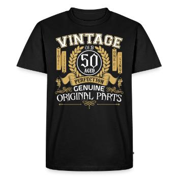 Vintage 50 ans - cadeau d’anniversaire 50 ans - T-shirt Premium bio Homme - noir - Devant - Nico (187cm)