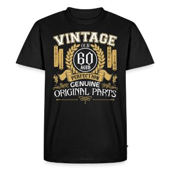 Vintage 60 ans - cadeau d’anniversaire 60 ans - T-shirt Premium bio Homme - noir - Devant - Nico (187cm)