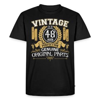 Vintage 48 ans - cadeau d’anniversaire 48 ans - T-shirt Premium bio Homme - noir - Devant - Nico (187cm)