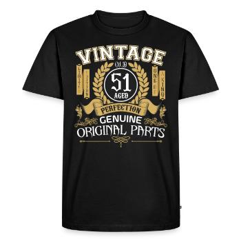Vintage 51 ans - cadeau d’anniversaire 51 ans - T-shirt Premium bio Homme - noir - Devant - Nico (187cm)