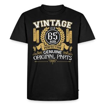 Vintage 65 ans - cadeau d’anniversaire 65 ans - T-shirt Premium bio Homme - noir - Devant - Nico (187cm)