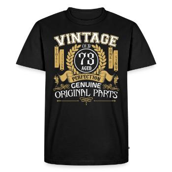 Vintage 73 ans - cadeau d’anniversaire 73 ans - T-shirt Premium bio Homme - noir - Devant - Nico (187cm)