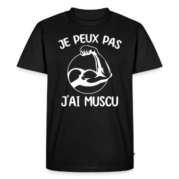 Musculation | J'peux pas j'ai muscu - T-shirt Premium bio Homme - noir - Devant - Nico (187cm)