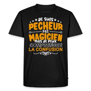 Pecheur | Pecheur pas Magicien | Meilleur Pecheur - T-shirt Premium bio Homme - noir - Devant - Nico (187cm)