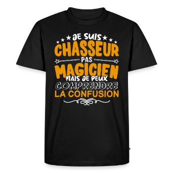 Chasseur | Chasseur pas Magicien | Meilleur Chasse - T-shirt Premium bio Homme - noir - Devant - Nico (187cm)