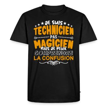 Technicien | Technicien pas Magicien | Meilleur Te - T-shirt Premium bio Homme - noir - Devant - Nico (187cm)