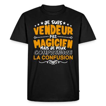 Vendeur | Vendeur pas Magicien | Meilleur Vendeur - T-shirt Premium bio Homme - noir - Devant - Nico (187cm)