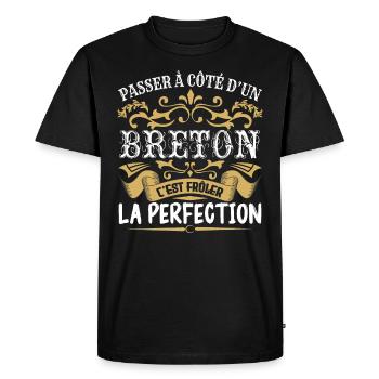 Le Meilleur Breton | Breton à la perfection - T-shirt Premium bio Homme - noir - Devant - Nico (187cm)