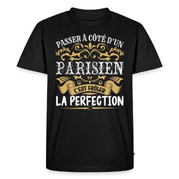 Le Meilleur Parisien | Parisien à la perfection - T-shirt Premium bio Homme - noir - Devant - Nico (187cm)