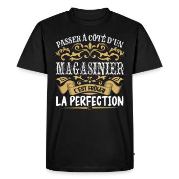 Magasinier, le futur Magasinier, Magasinier drôle, - T-shirt Premium bio Homme - noir - Devant - Nico (187cm)