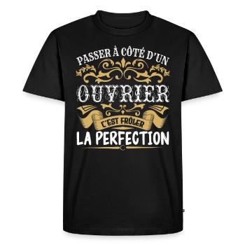 Le Meilleur Ouvrier | Ouvrier à la perfection - T-shirt Premium bio Homme - noir - Devant - Nico (187cm)