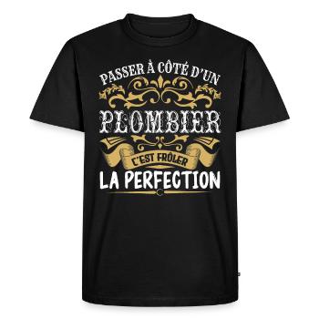 Le Meilleur Plombier | Plombier à la perfection - T-shirt Premium bio Homme - noir - Devant - Nico (187cm)