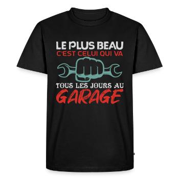 Mécanicien | lAutomobile Cadeau Auto Garage - T-shirt Premium bio Homme - noir - Devant - Nico (187cm)