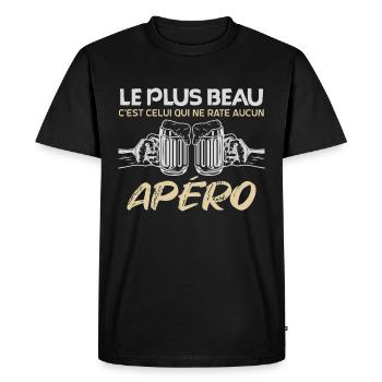 c'est l'heure de l'apéro | apéro à vie Apéritif !! - T-shirt Premium bio Homme - noir - Devant - Nico (187cm)