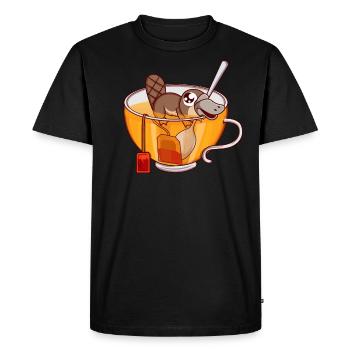 Ornithorynque nageant dans le thé Cadeau du buveur de thé - T-shirt Premium bio Homme - noir - Devant - Nico (187cm)