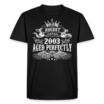 2003 | August 2003 birthday Aged Perfectly - Men's Premium Organic T-Shirt - black - Front - Nico (187cm)