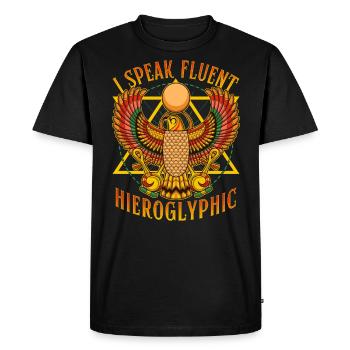 Archaeology Humor Speak Fluent Hieroglyphic - Men's Premium Organic T-Shirt - black - Front - Nico (187cm)