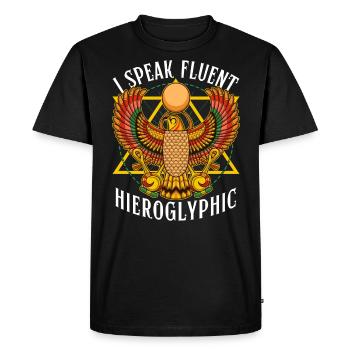 Archaeology Humor Speak Fluent Hieroglyphic - Men's Premium Organic T-Shirt - black - Front - Nico (187cm)