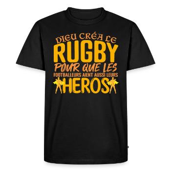 Rugby joueur Cadeau joueur Rugby | Coach Rugby !! - T-shirt Premium bio Homme - noir - Devant - Nico (187cm)