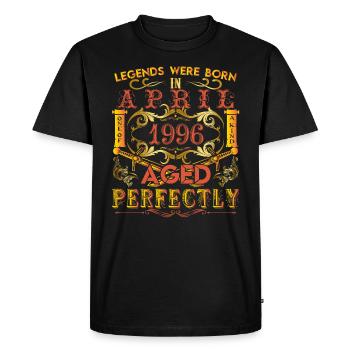 1996 Avril - anniversaire 1996 légendes Avril - T-shirt Premium bio Homme - noir - Devant - Nico (187cm)