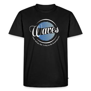Les vagues arrivent, mais je reste sur la plage pour toujours - T-shirt Premium bio Homme - noir - Devant - Nico (187cm)