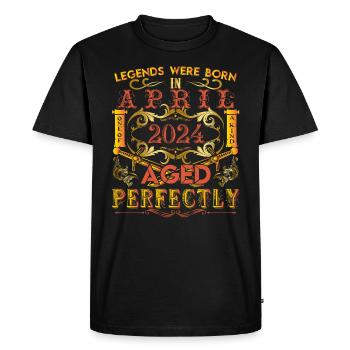 2024 Avril - anniversaire 2024 légendes Avril - T-shirt Premium bio Homme - noir - Devant - Nico (187cm)