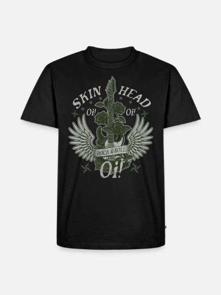 Oi Skinhead, Skinhead Girl, Punk - Ekologiczna koszulka męska Premium - czarny