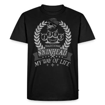 Oi Skinhead, Skinhead Girl, Punk - T-shirt Premium bio Homme - noir - Devant - Nico (187cm)