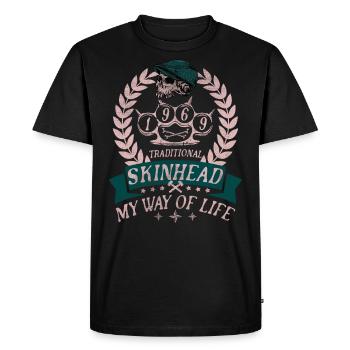 Oi Skinhead, Skinhead Girl, Punk - T-shirt Premium bio Homme - noir - Devant - Nico (187cm)