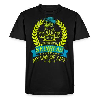 Oi Skinhead, Skinhead Girl, Punk - T-shirt Premium bio Homme - noir - Devant - Nico (187cm)