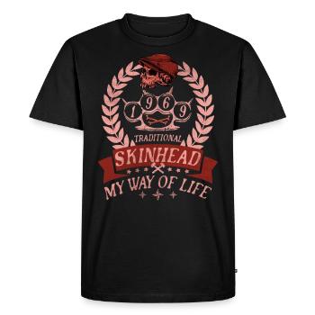 Oi Skinhead, Skinhead Girl, Punk - T-shirt Premium bio Homme - noir - Devant - Nico (187cm)