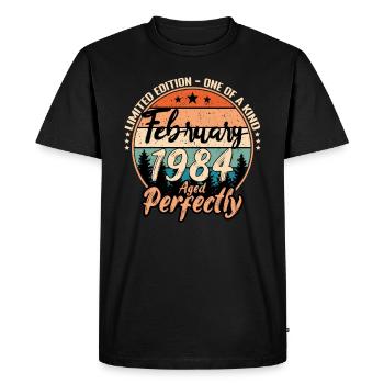 Février 1984 anniversaire 1984 légendes Février - T-shirt Premium bio Homme - noir - Devant - Nico (187cm)