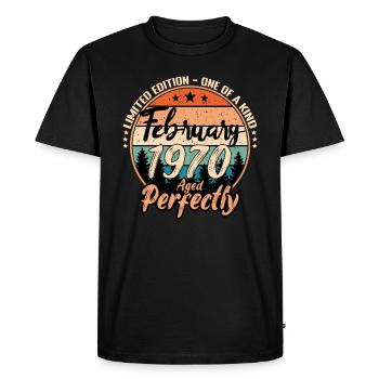 February 1970 anniversary 1970 legends February - Men's Premium Organic T-Shirt - black - Front - Nico (187cm)