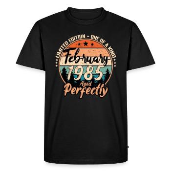 Février 1985 anniversaire 1985 légendes Février - T-shirt Premium bio Homme - noir - Devant - Nico (187cm)