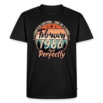 Février 1986 anniversaire 1986 légendes Février - T-shirt Premium bio Homme - noir - Devant - Nico (187cm)