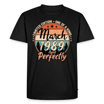 Mars 1989 anniversaire 1989 légendes Mars - T-shirt Premium bio Homme - noir - Devant - Nico (187cm)