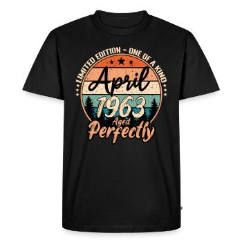 April 1963 anniversaire 1963 légendes April - T-shirt Premium bio Homme - noir - Devant - Nico (187cm)